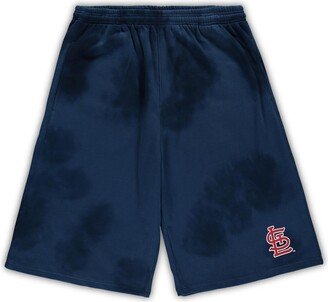 Men's Navy St. Louis Cardinals Big and Tall Tye Dye Fleece Shorts