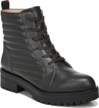 Stormy Womens Faux Leather Platform Combat & Lace-up Boots