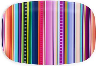 Serving Platters: Mexican Serape - Multi Serving Platter, Multicolor