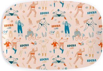 Serving Platters: Mexican Lucha Libre - Beige Serving Platter, Beige