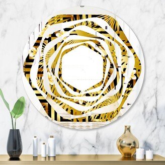 Designart 'Modern gold luxury pattern' Printed Modern Round or Oval Wall Mirror - Whirl