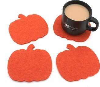 Halloween Pumpkin Coasters 5mm Thick Merino Wool Felt Coaster Set Autumn Fall Decor-AA