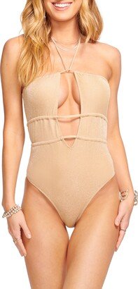 Marta Metallic Strapless One-Piece Swimsuit