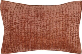 Bili 20 x 26 Hand Stitched Standard Pillow Sham, Orange Brown Rayon Velvet