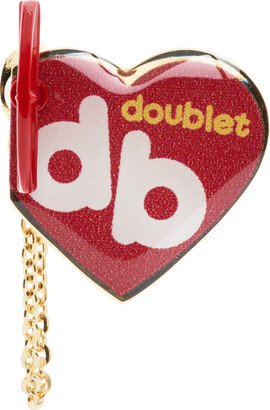 Gold & Red Heart Shape Single Earring