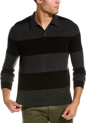 Striped Wool & Cashmere-Blend Polo Sweater-AA