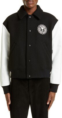 Ami de Coeur Teddy Wool & Leather Varsity Jacket