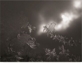 Kurt Shaffer Photographs Ice crystals on my window with sun and clouds Canvas Art - 19.5 x 26