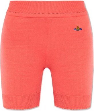 Logo Embroidered Ribbed-Knit Stretch Shorts-AA