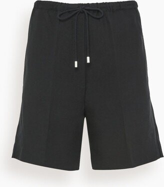 Press Creased Drawstring Shorts in Black