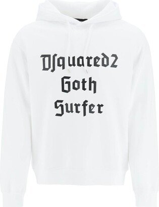 Slogan Printed Drawstring Hoodie-AC