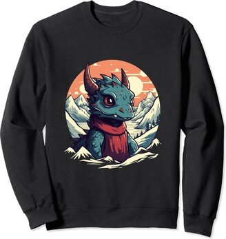 cute dragon mountains snow Idea Creative Inspiration Graphic Sweatshirt