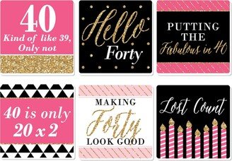 Big Dot Of Happiness Chic 40th Birthday , Black & Gold - Party Decor - Drink Coasters Set of 6