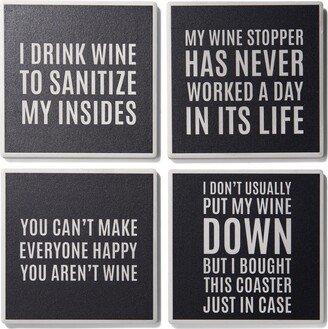 4.25'' D Cocktail Hour Sentiments Ceramic Coasters Set, 4 Piece