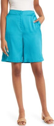 High Waist Satin Bermuda Shorts