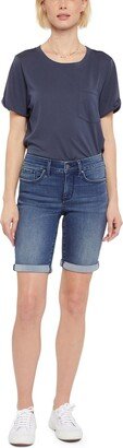 Womens Cuffed Stretch Bermuda Shorts