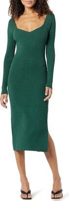 Women's Cameron Ribbed Sweetheart Neckline Midi Sweater Dress