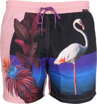 Graphic Printed Drawstring Swim Shorts-AU