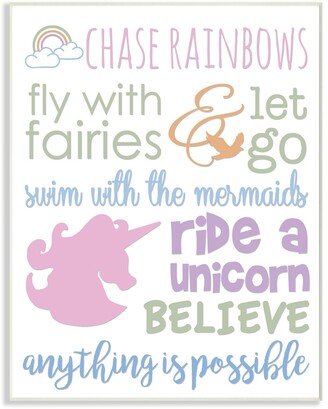 Chase Rainbows Believe Typography Wall Plaque Art, 12.5 x 18.5