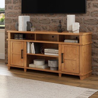 Bridgevine Home Deer Valley 65 Inch Tv Console Cabinet for 55 Inch Tv, Distressed Wood Tv Stand, Hazelwood