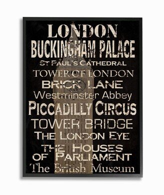 Home Decor London Landmark Typography Framed Giclee Art, 16 x 20