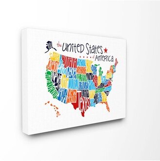 Home Decor Use Rainbow Typography Map on White Background Canvas Wall Art, 30 x 40