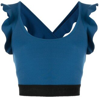 Frilled Crossover Sports-Bra