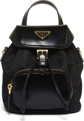 Re-Nylon brushed leather backpack