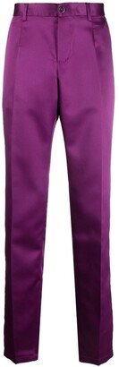 Slim-Cut Satin-Finish Trousers