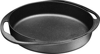 Double Handled non-Stick Enameled Black Cast Iron Round Tarte Tatin Dish Pan Mini Roasting Dish, Black