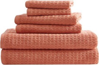 Northern Pacific 100% Cotton Terry- 6 Piece- Towel Set Orange- 6 Pc Towel Set