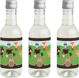 Big Dot Of Happiness Woodland Creatures - Mini Wine Bottle Label Stickers - Party Favor Gift - 16 Ct