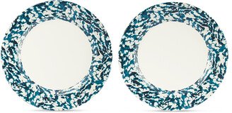 White & Blue Plain Plate Set