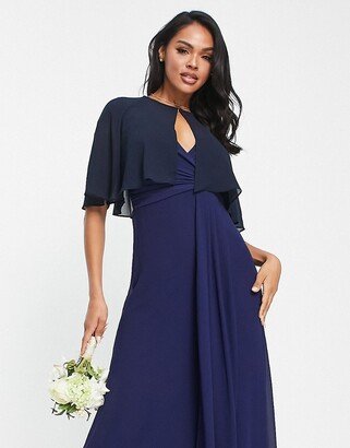 Bridesmaids chiffon cape in navy