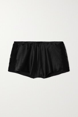 Seraphine Lace-trimmed Silk-blend Satin Pajama Shorts - Black