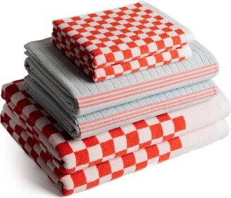 BAINA Checkerboard-Print Organic Cotton Towel Set-AB