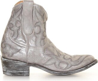 Mexicana Texan Ankle Boot With Worn Effect Silver