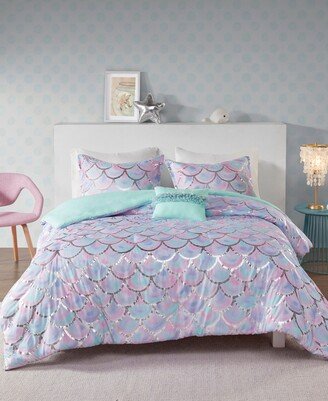 Mi Zone Metallic Reversible 4-Pc. Duvet Cover Set, Full/Queen - Aqua/Purple