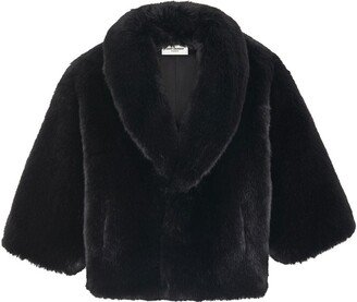 Shawl-Lapel Faux-Fur Jacket