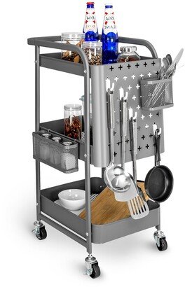 Tatahance 3-Tier Metal Storage Utility Trolley With Wheels-AB