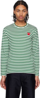 Green & White Heart Long Sleeve T-Shirt