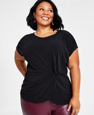 Plus Size Crewneck Twist-Detail Top, Created for Macy's