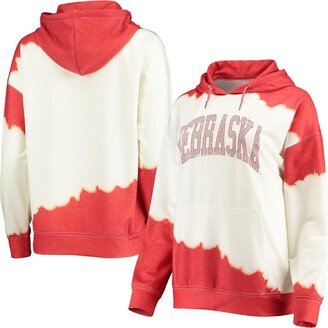 Women's Gameday Couture White, Scarlet Nebraska Huskers For the Fun Double Dip-Dyed Pullover Hoodie - White, Scarlet