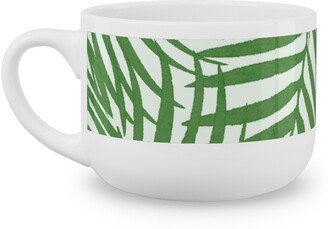 Mugs: Watercolor Fronds - Green Latte Mug, White, 25Oz, Green