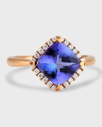 Lisa Nik 18K Rose Gold Tanzanite Statement Ring with Diamonds, Size 6