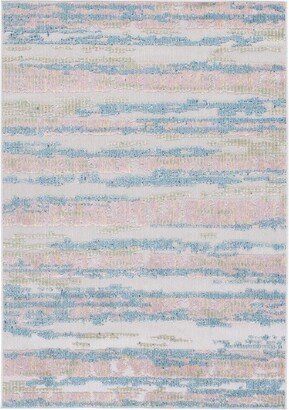 Cabana CBN591 Power Loomed Area Rug - Aqua/Pink - 4'x6'