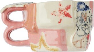 Handle With Care by Christian Moses Pink & White Big Dog Patchwork Mug