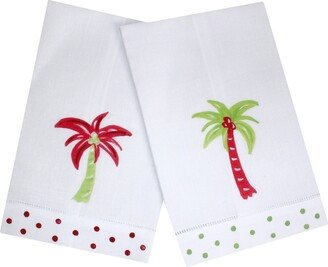 Coastal Beach Tropical Christmas Palm Tree Guest Towel Set