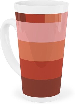 Mugs: Retro Lattice - Mauve Multi Tall Latte Mug, 17Oz, Red