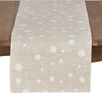 Saro Lifestyle Snowflake Design Christmas Table Runner, Natural,